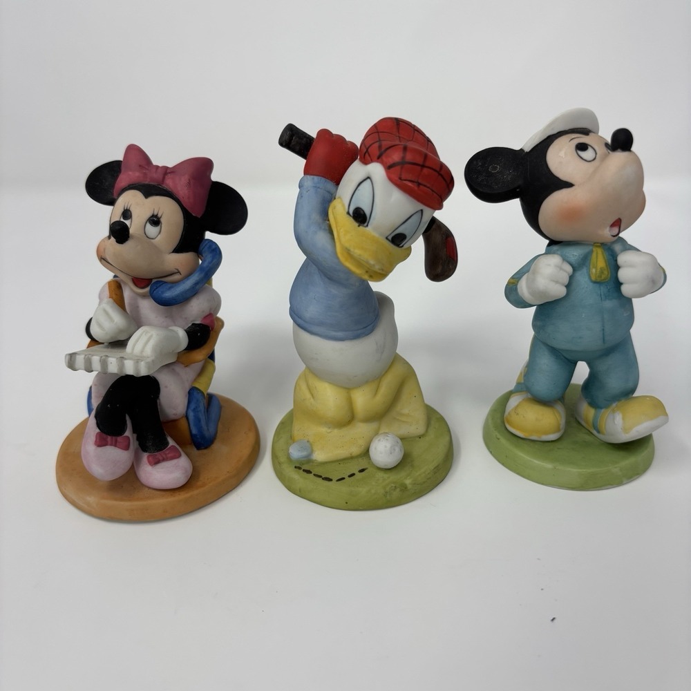 VTG Walt Disney‎ Bundle Lot Of 3 Ceramic Figurines - Mickey, Minnie, And Donald